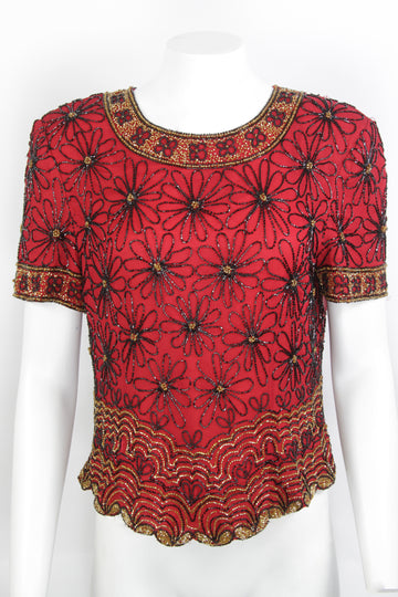 Vintage Glass Bead Embroiderd Top - L