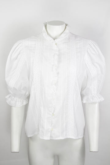 Vintage Lace Embroidered Blouse - M