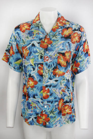 Vintage 50s Rayon Hawaiian Shirt - S