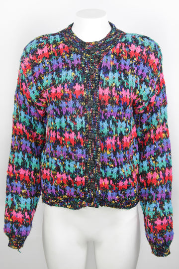 Vintage Colourful Patterned Ladies Cardigan - S