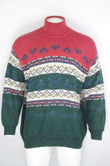Vintage Fairilse Pattern Roll Neck Sweater - XXL