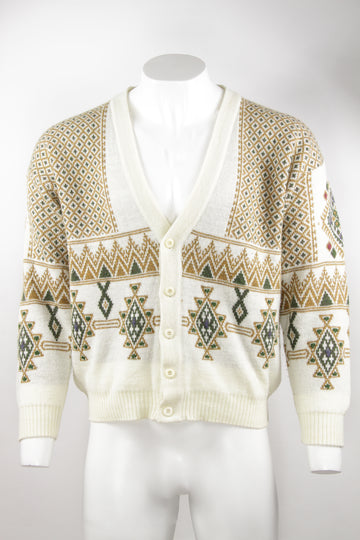 Vintage Norwegian style patterned cardigan  - L