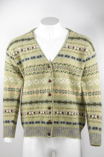 Vintage Fair isle Style Patterned Cardigan  - M