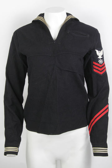 Vintage 50s US Navy SeaFarer 'The anchor' Gabardine Wool Smock - XS