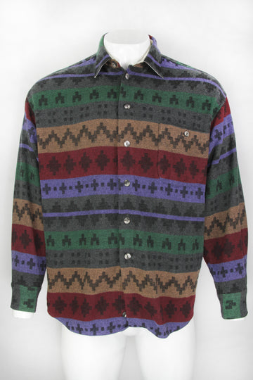 Vintage 90s Patterned Flannel Shirt - XL
