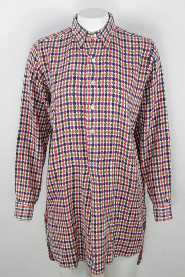 Vintage 1940s Spear Tip Collar Eterna Patterned Pullover shirt   - M