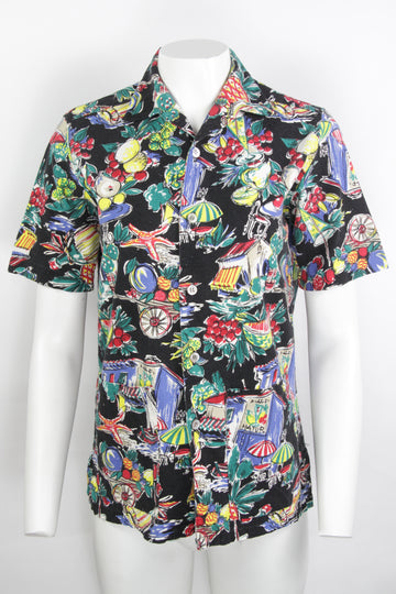 Vintage 50s Holliday Print Shirt - S