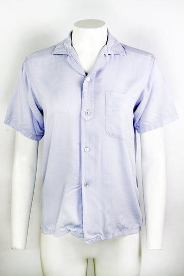 Vintage 50s Pastel Blue Rayon Shirt -  S