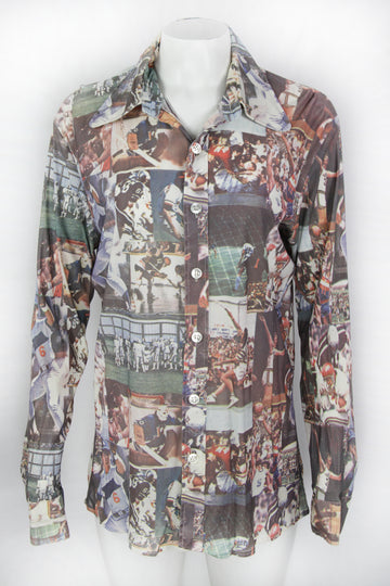 Vintage 70s American Sports Printed Shirt  - M