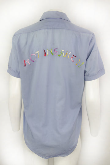 Vintage 70s Hand Embroidered Shirt 'Not Insane'  - M