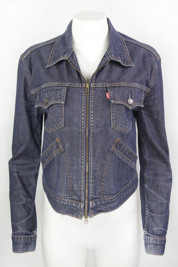 Vintage Y2k Levis Rodeo Pockets Two Way Zip Denim Jacket - S