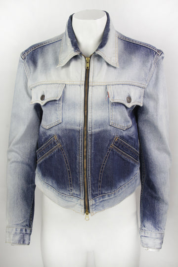 Vintage Y2k Levis Acid Wash Zip Denim Jacket - S