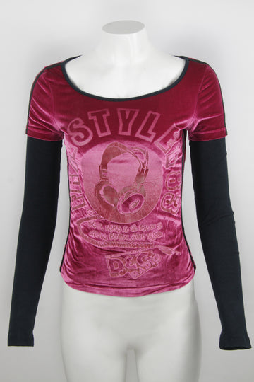 Vintage Y2k Dolce & Gabbana Velour Top - S