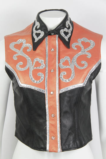 Vintage Rodeo Rhinestone Leather Top - S