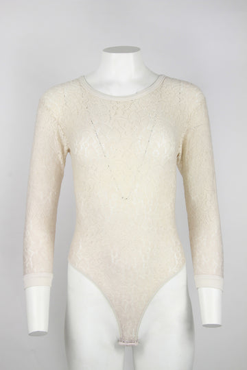 Cream floral lace style bodysuit - S
