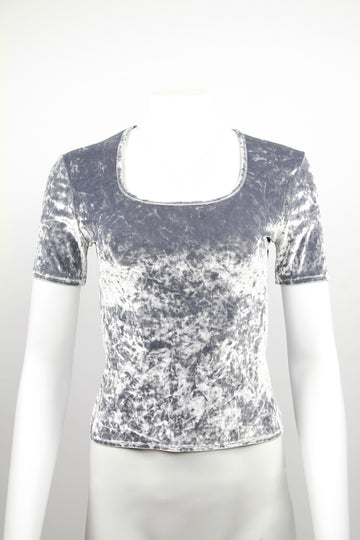 Shiny Silver S/S velvet top - S