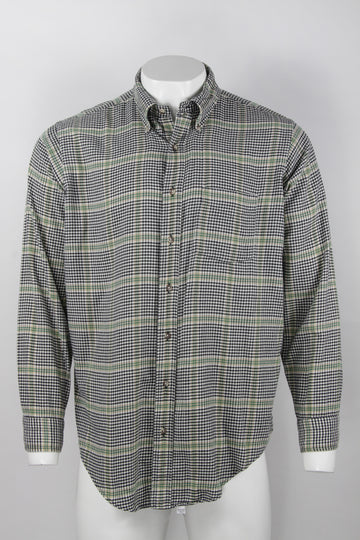 Vintage flannel shirt - White, black and green - XL