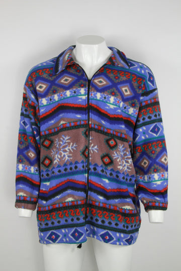 Vintage 90s Aztec  Patterned Fleece - XXL