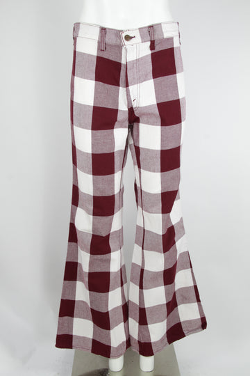 Vintage Levis 737 70's flares - Burgundy and white check - M