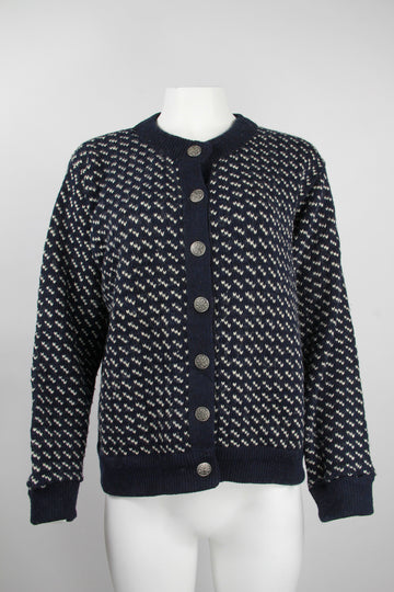 Women's Navy Norwegian style Navy Cardigan by L.L.Bean 'MADE IN NORWAY' – L