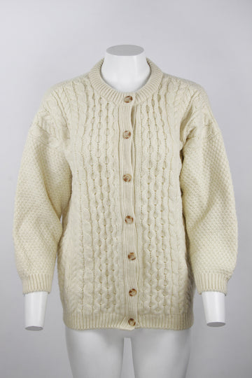 Vintage Aran knit cardigan - Made in Scotland - M