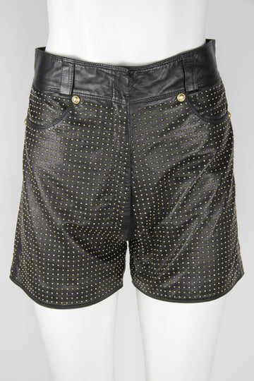 Vintage Gianni Versace Leather studded shorts - Black - M