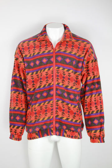 Bright Aztec style printed Fleece - Orange - XXL