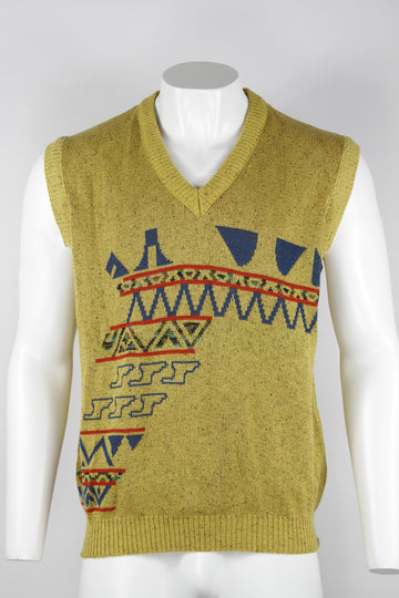 Vintage 80s/90s knitted sweater vest - Mustard yellow - XL