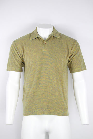90s does 70s towelling striped two button polo – XL