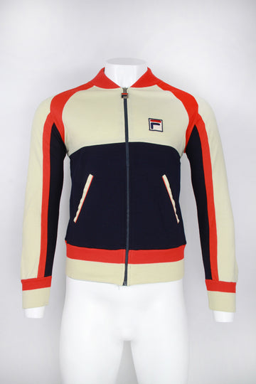 Vintage Fila 'MAGLIFICIO BIELLESE' track top - Navy, cream, red – S