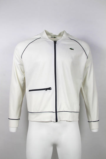Vintage Lacoste early 80s track top Made in France white with navy - S/M