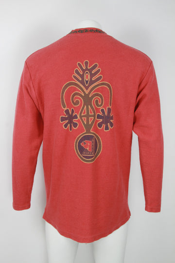 Riff & Raff 90s crew sweatshirt with screen printed back - Red - XL