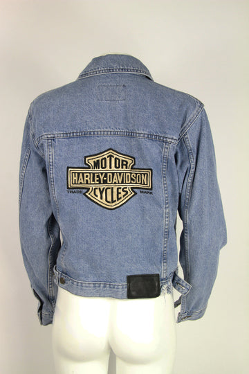 Vintage Harley Davidson Official denim jacket with Large Logo Patch on back - S